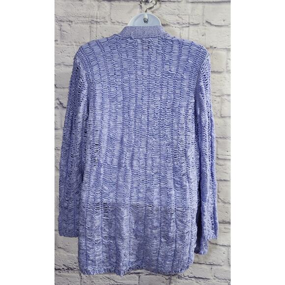 Chico's Light Purple Open Front Loose Knit Cardigan Sweater 1 Medium Lightweight - Picture 4 of 5